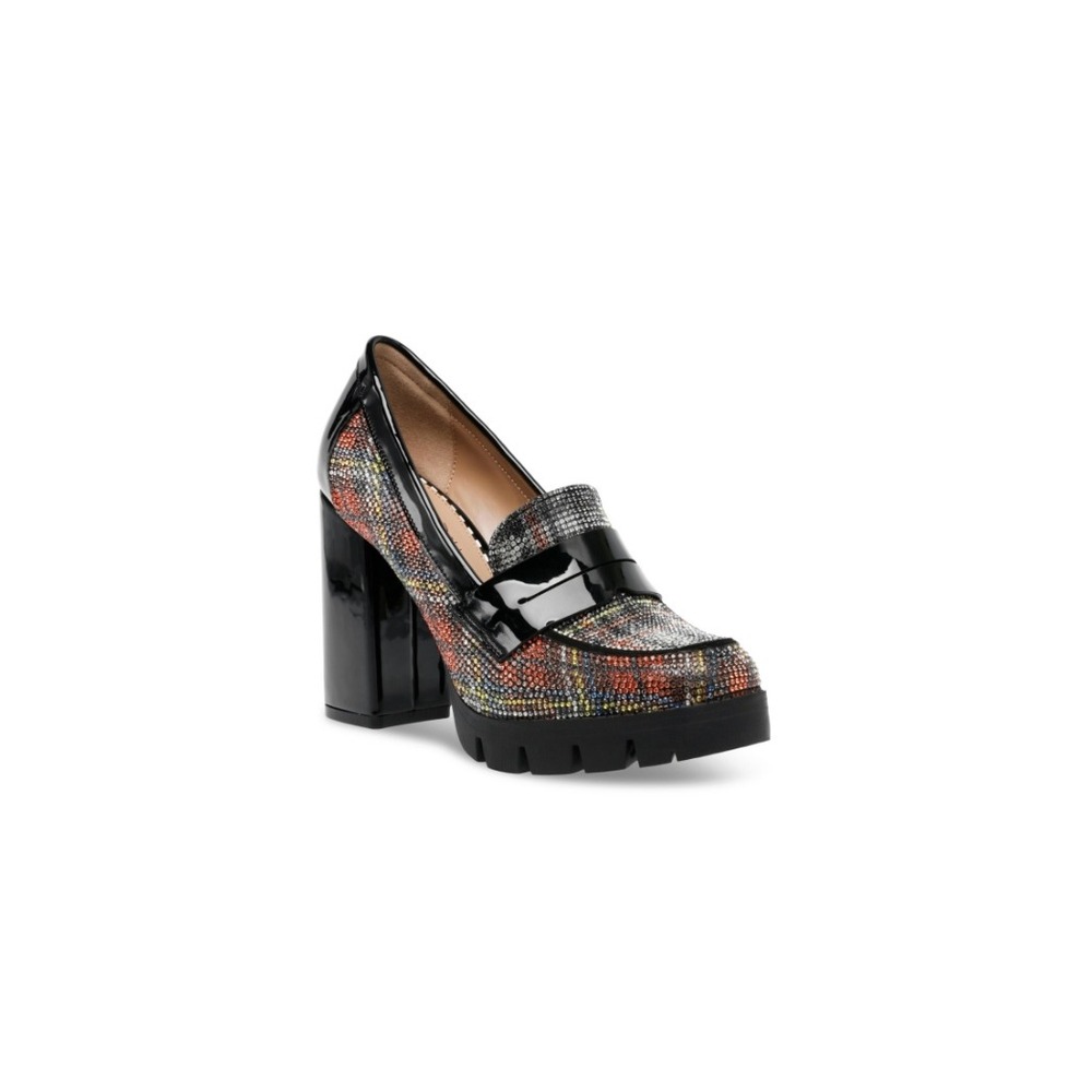 Betsey Johnson Adelyn Red Plaid Rhinestone Platform Loafer PumpsSize 7.5 NWB